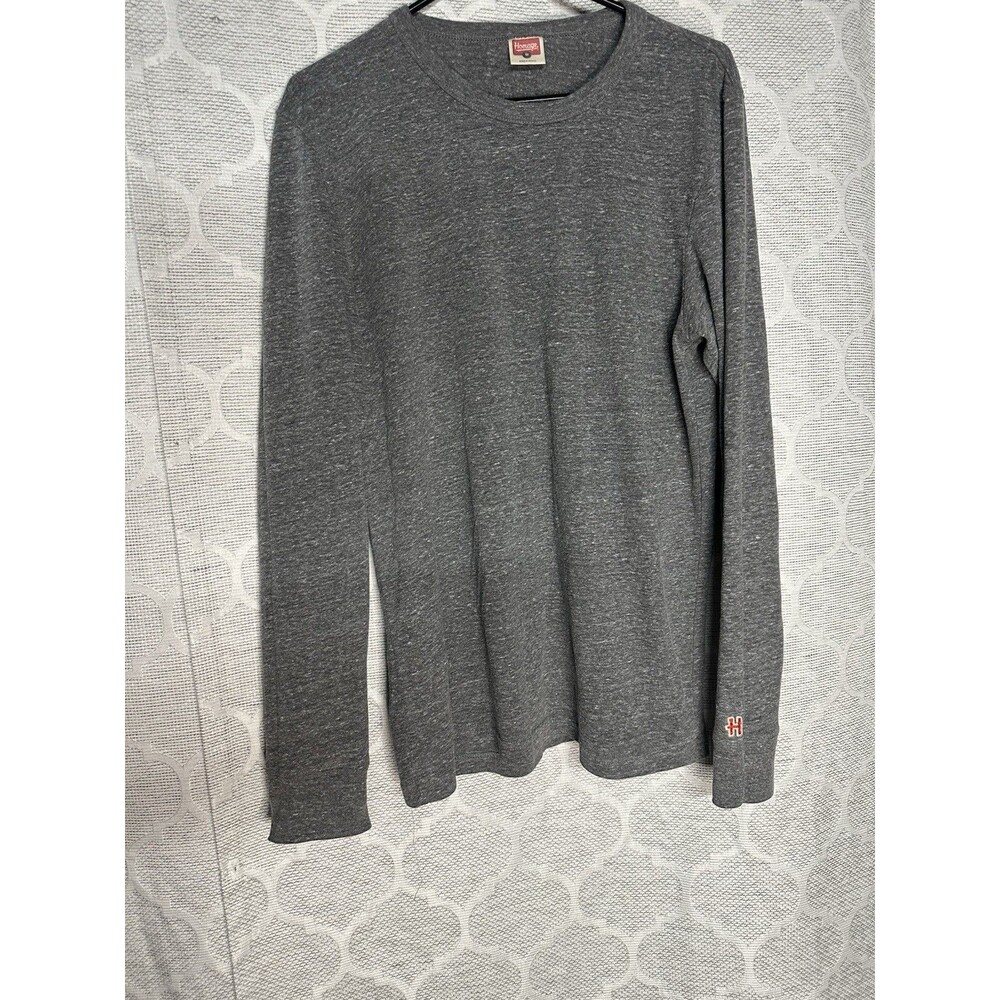 HOMAGE Gray Heather Go-To Blank Essential Long Sleeve Crewneck Tee Shirt Size M